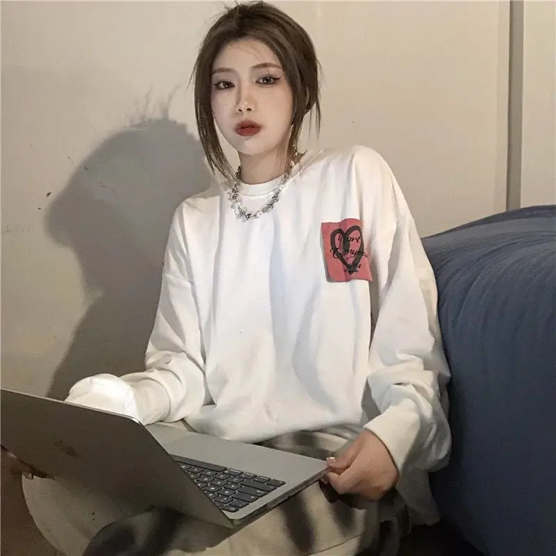 Patchwork Hoodies Women Loose Designer Korean Style Spring Fashion Leisure All-match Female Streetwear Students Ins Sweatshirts