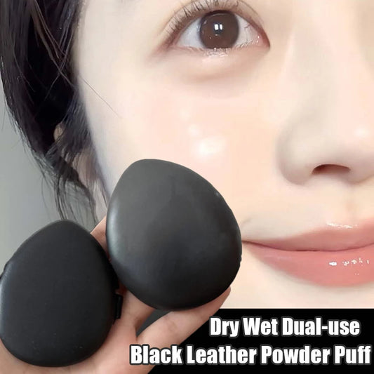 1/2PCS Black Leather Air Cushion Sponge Powder Puff Dry Wet Dual-use Beauty Cosmetic Foundation Powder Puff Makeup Sponge Tools
