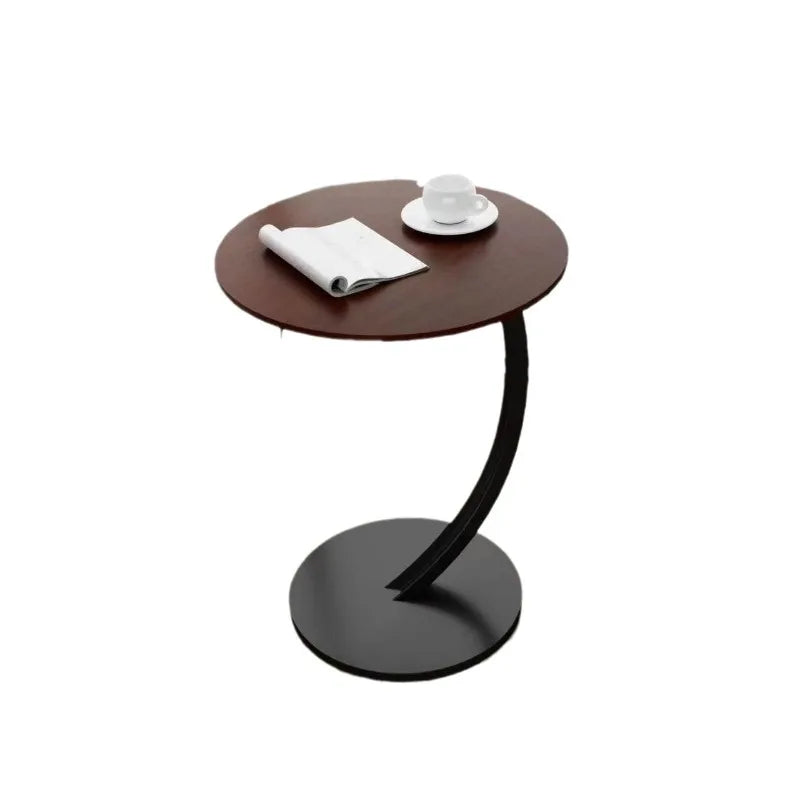Space Saving Round End Table, Movable Small Accent Table with Drawer for Living Room, Bedroom,  Easy  Roll  Nightstand