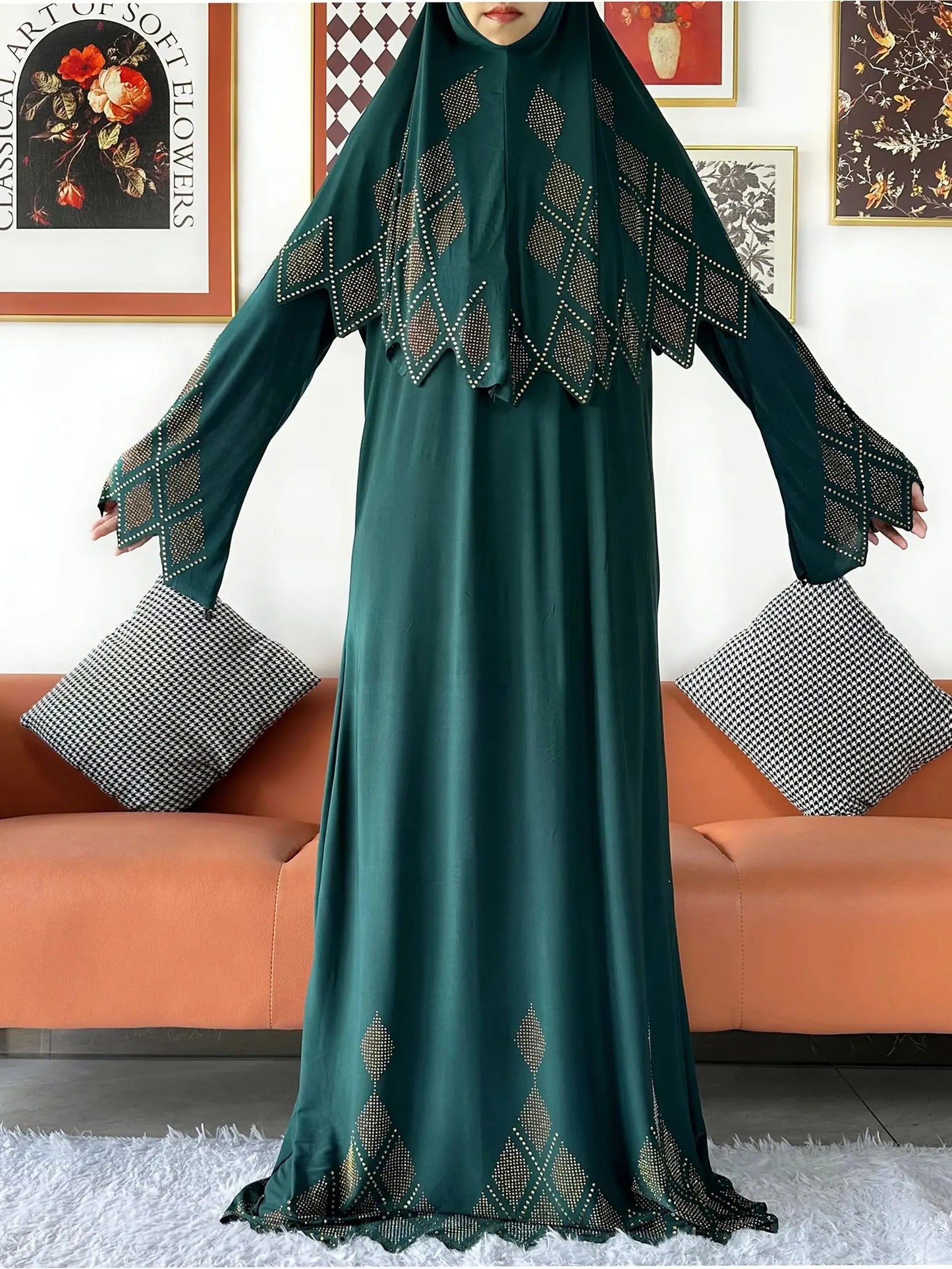 2025 Islamic Women's Hijab Scarf Long Dress Sets Prayer Garment Set Long Khimar Dress And Hijab Combo for Ramadan Daily Wear