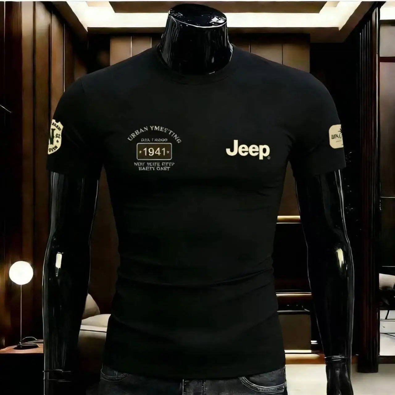 2026 Jeep High-quality Summer Round-neck Pure Cotton T-shirt, Breathable Men's Outdoor Casual Printed All-match Short-sleeved To