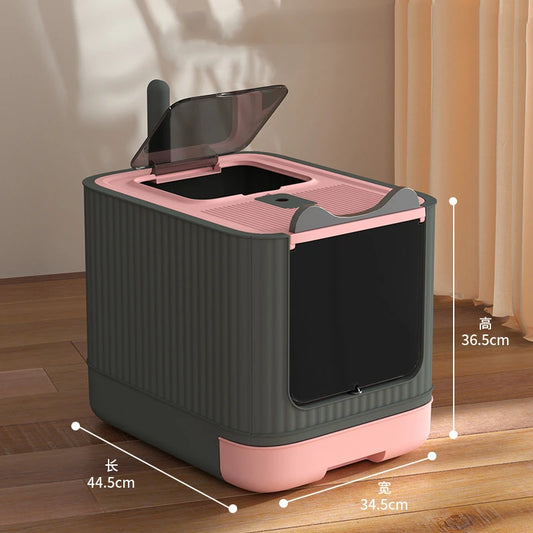 Pet UV Lights Top Drawer Litter Pan Fully Enclosed with In/out Door Control Disinfecting and Deodorizing For Cat Cat Litter Box