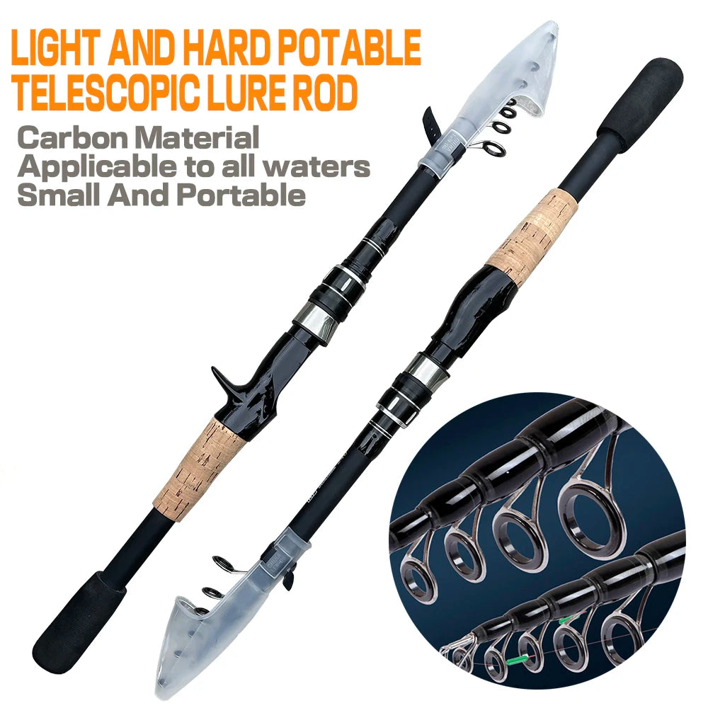 Bait Weight 8-25g Spinning Casting Rods Fishing Pole Tackle 1.5M/1.8M/2.1M/2.4M Telescopic Lure Rod Carbon Cork Wood Handle New