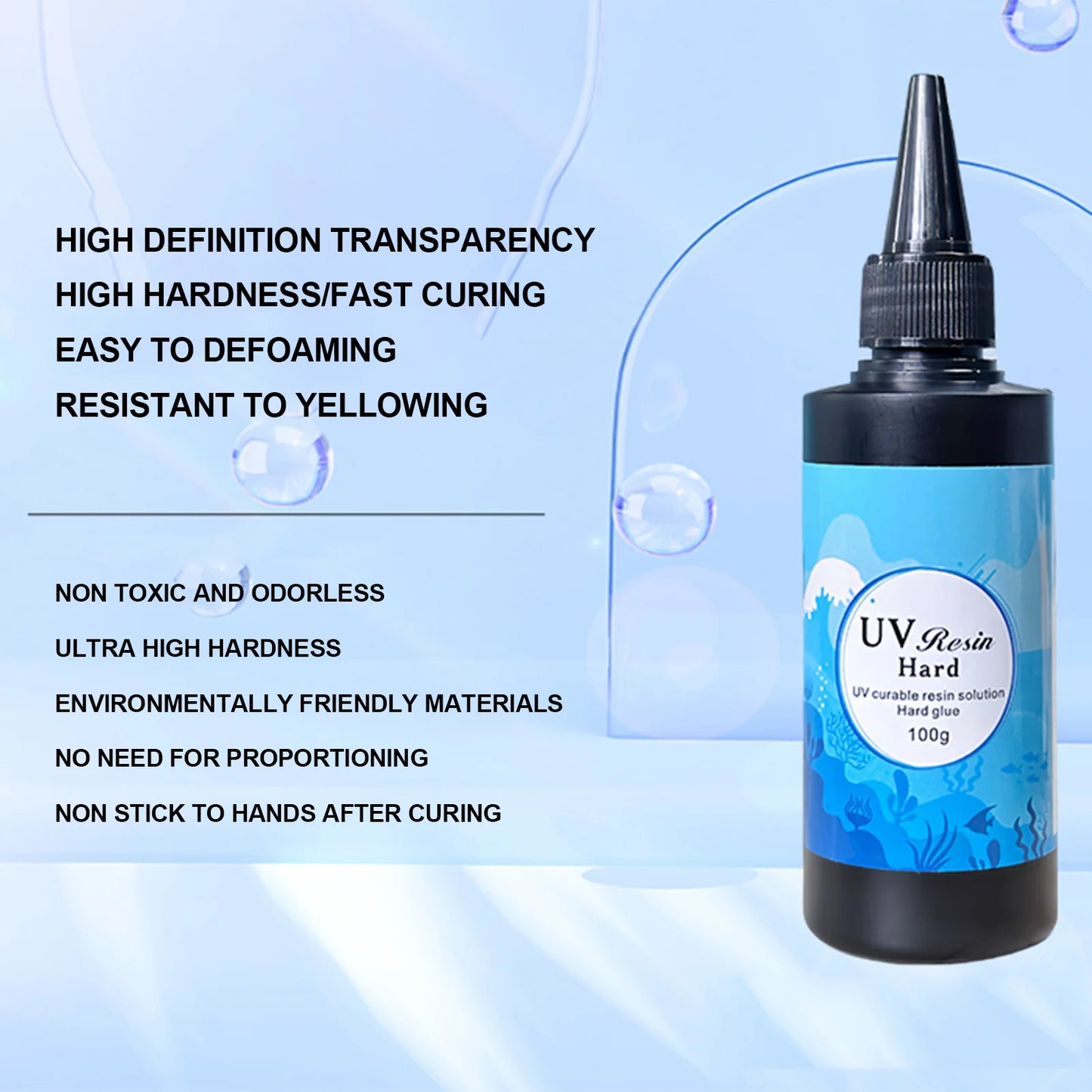 UV Resin Glue 10g/20g/50g/100g/200g Epoxy Resin and UV Lamp High Transparency Fast Drying and High Hardness for DIY Jewelry