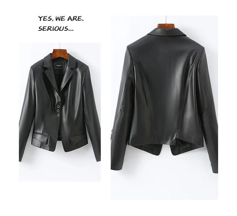 Leather Leather Clothing Women's 2025 Short Slim Jacket High Quality Sheepskin Women's Fashion Locomotive Autumn