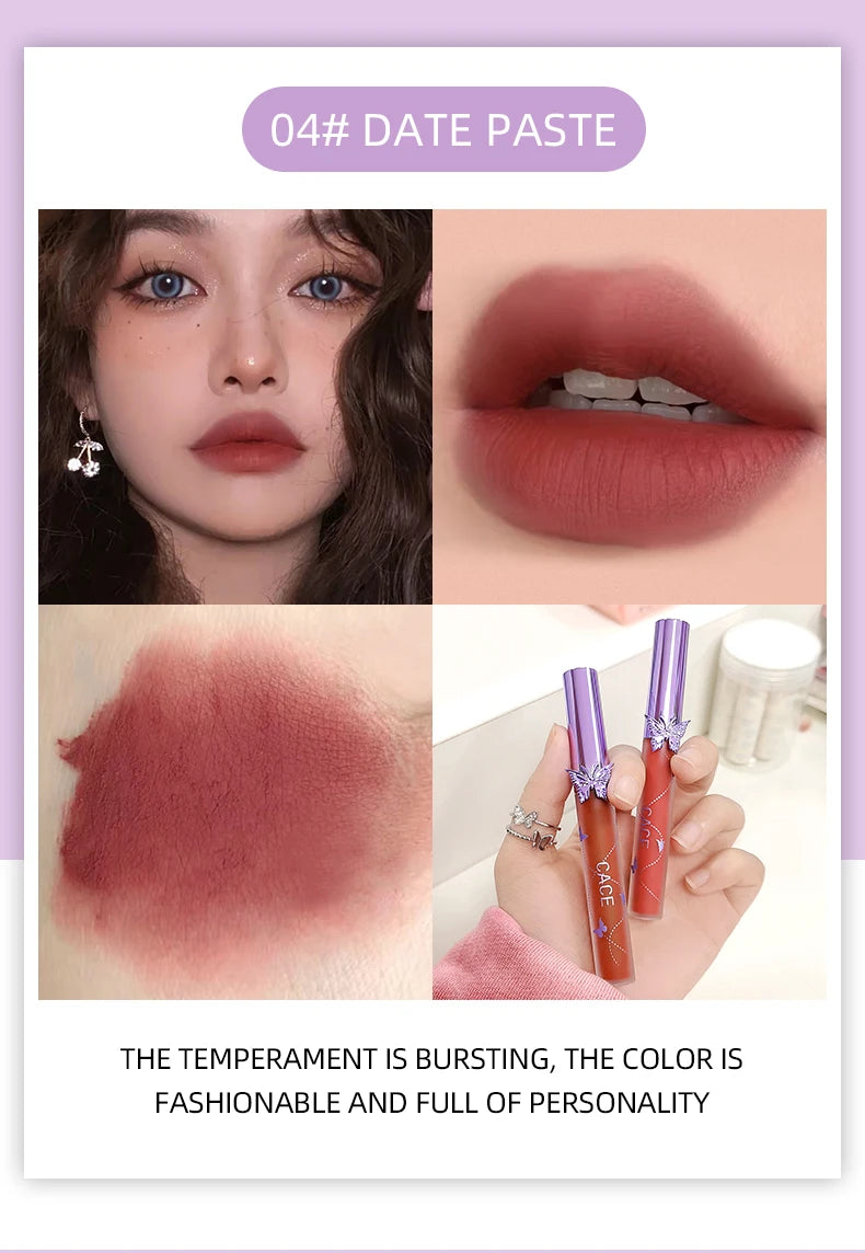 6 Colors Sexy Red Liquid Lipstick Moisturizing Lip Glaze Tint Long Lasting Matte Lip Mud Waterproof Velvet Lipstick Lips Makeup