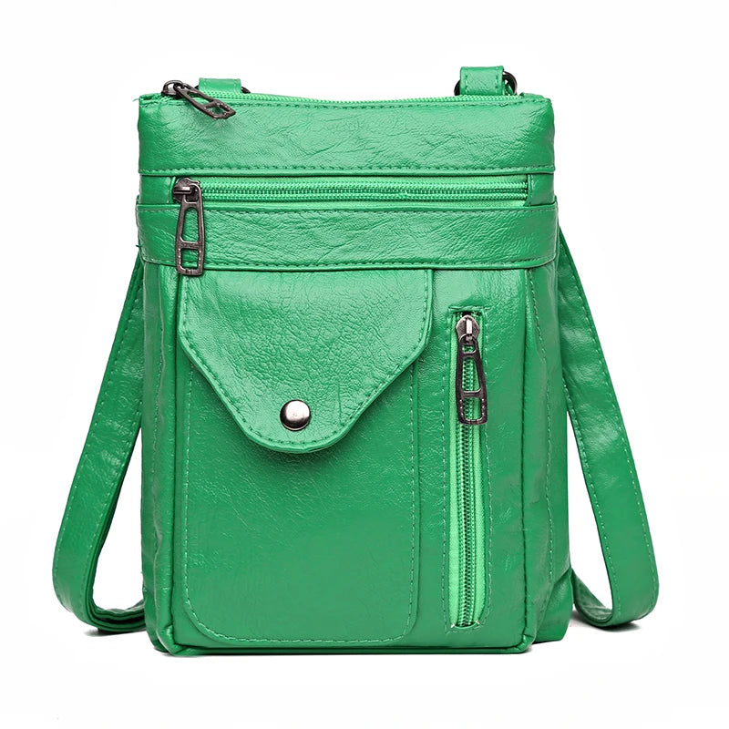 Ladies' soft leather shoulder bag, mobile phone bag, layered bag, mailman, one shoulder luxury designer, ladies' handbag, wallet