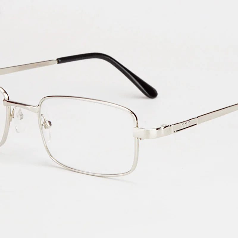 Reading Glasses Men Square Metal Frame Retro Presbyopic Glasses Anti-Scratch Eyeglasses 0 To +4.0 Real Glass Lens Eye Glasses