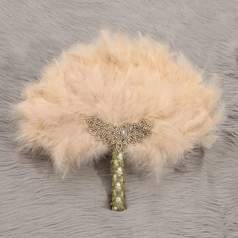 Western Wedding Bride Holding Fan, Big Round Feather Fan, Stage Performance, Dance Fan, Photography Prop, Wedding Supplies