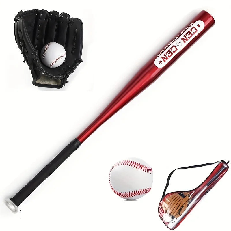 Baseball Balls Set 63.5cm Aluminum Alloy Baseball Bat PVC Baseball Glove Baseball Kit for Beginners Games and Batting Practice