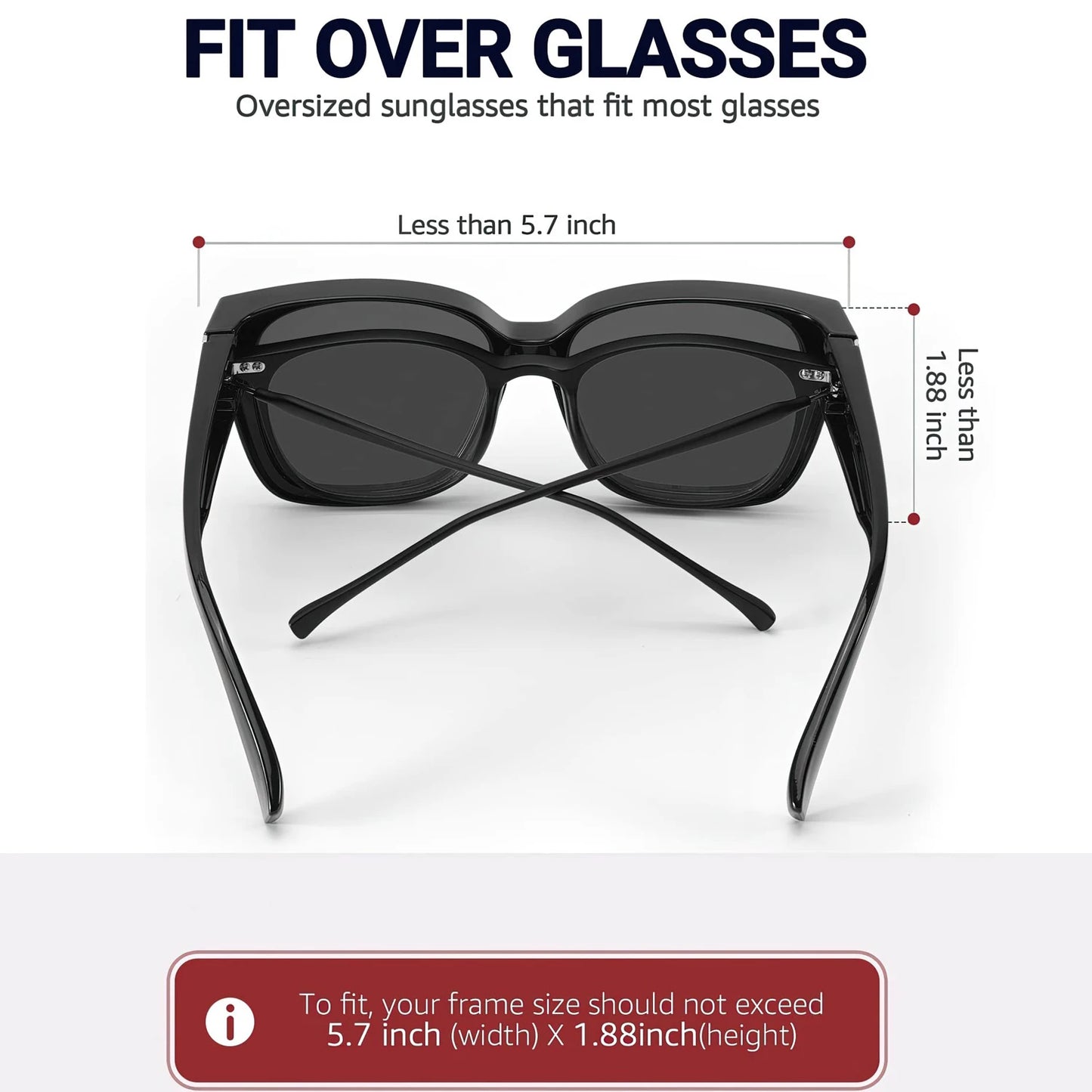 Polarized Fit Over Glasses Sunglasses for Women Men Wear Over Eyeglasses 100% UV Protection- Trendy Sun Glasses UV400 Protection
