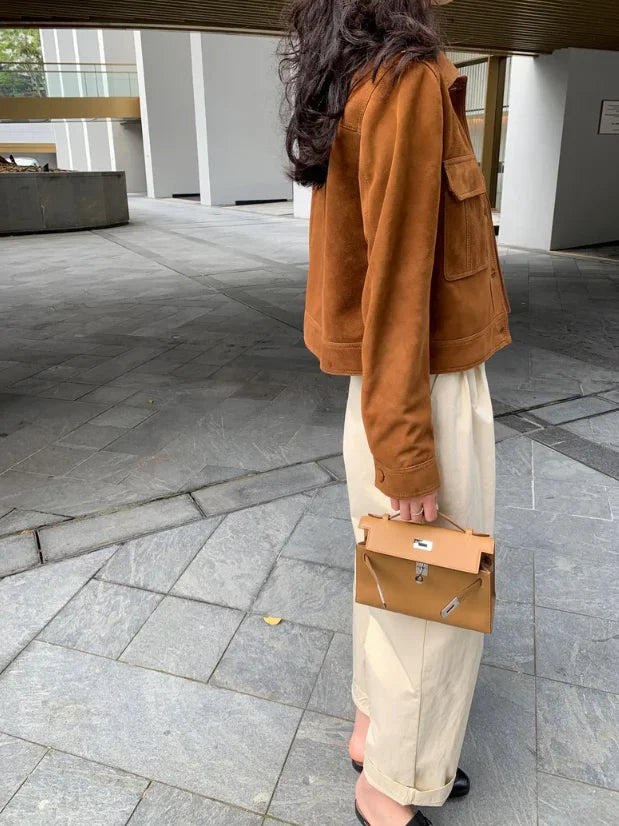 Casual Quality Leather Jacket For Women 2025 Spring Cashmere Suede Leather Coat Female Slimming Versatile Jaqueta Streetwear
