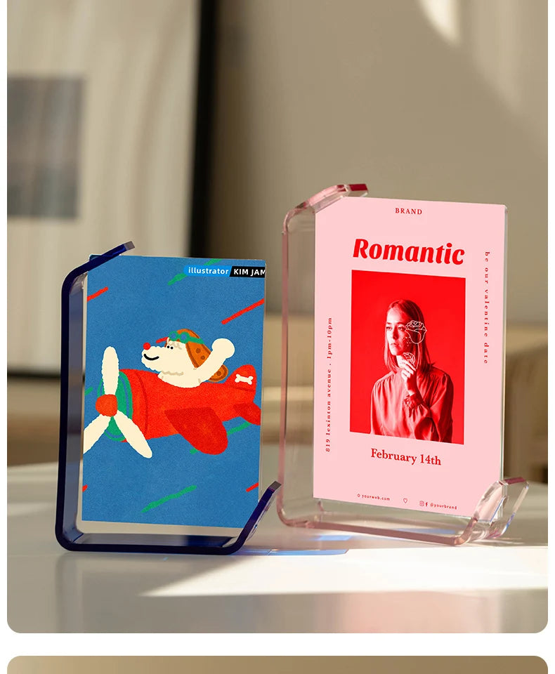 Acrylic Picture Frames Clear Picture Frames Acrylic  Frameless Transparent Cubes Floating Gift for Home Office Desktop Display