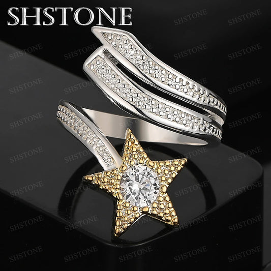 Luxury Zircon 925 Sterling Silver Star Rings For Men Women Fashion Party Wedding Jewelry High Quality Gift Birthday Accessories
