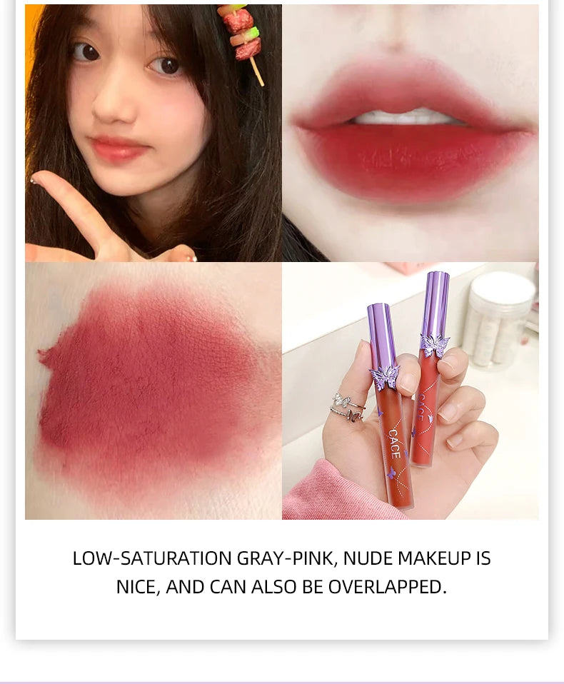 6 Colors Sexy Red Liquid Lipstick Moisturizing Lip Glaze Tint Long Lasting Matte Lip Mud Waterproof Velvet Lipstick Lips Makeup