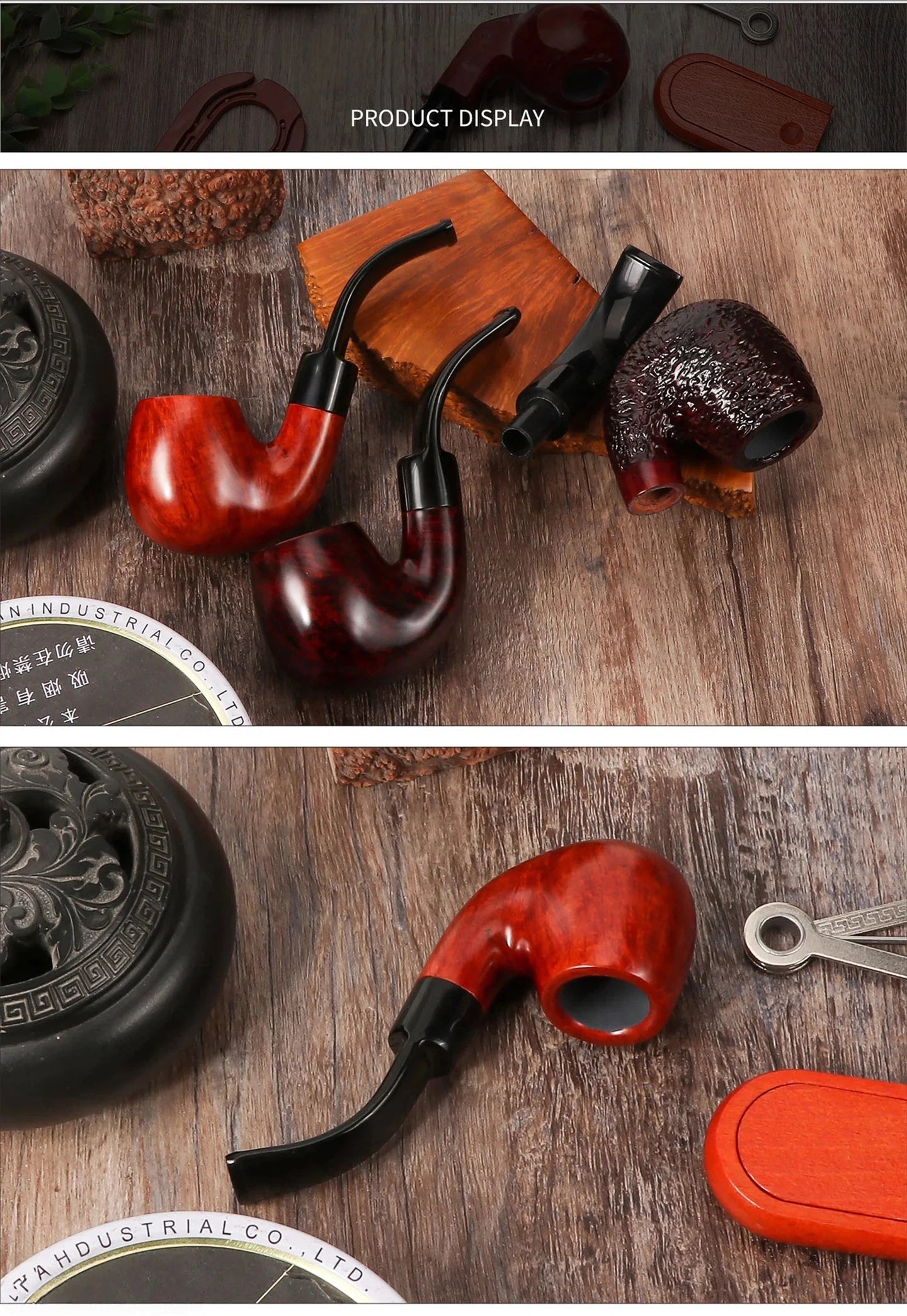 Premium Briar Sherlock Holmes Style Smoking Pipe - 9mm Filter, Handcrafted Solid Wood, Classic Gentlemen's Tobacco Pipe