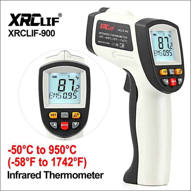 RZ Infrared Thermometer Non-Contact Temperature Meter Gun Handheld Digital LCD Industrial Outdoor Laser Pyrometer IR Thermometer