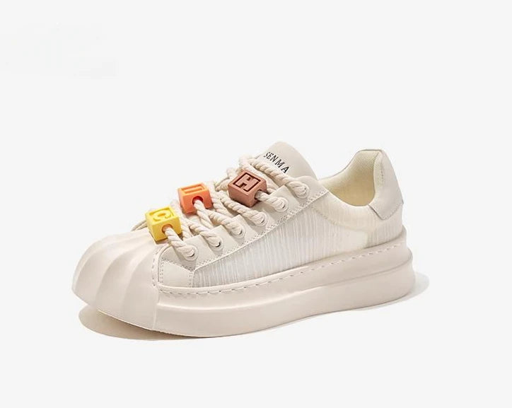 Ladies Shoes Round Toe Women Footwear High On Platform Beige Low Sale Offers Stylish A Light Korean Original Urban 39