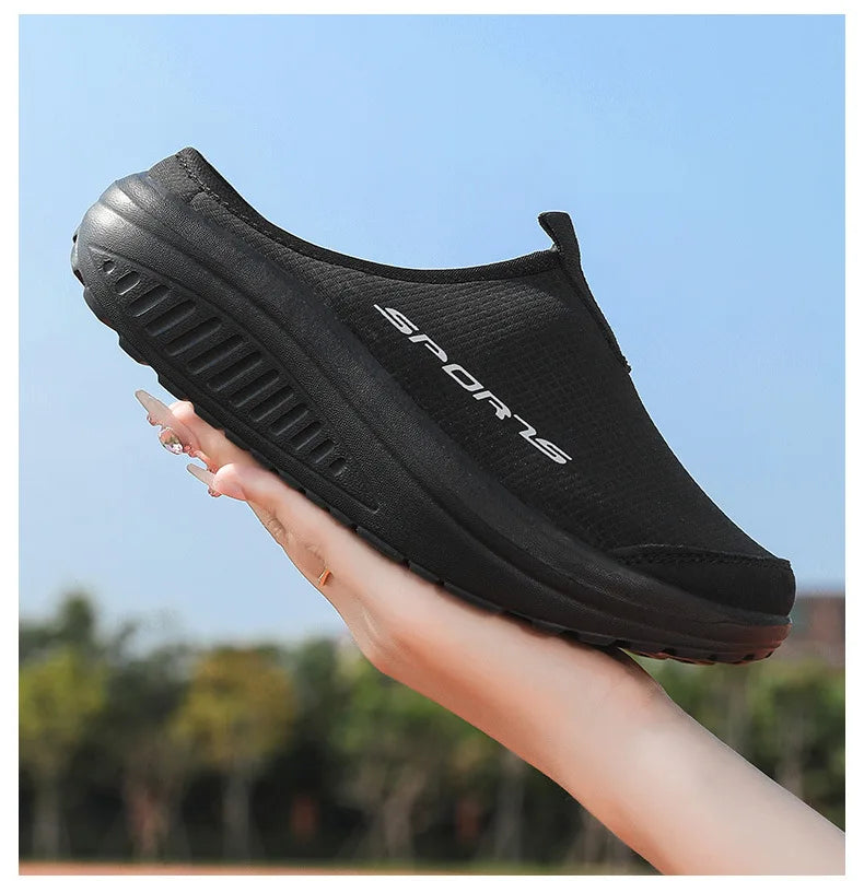 Ladies' Half Dragged Thick Soled Shoes Are Casual Lightweight and Breathable Increasing The Height for Lazy People To Step On