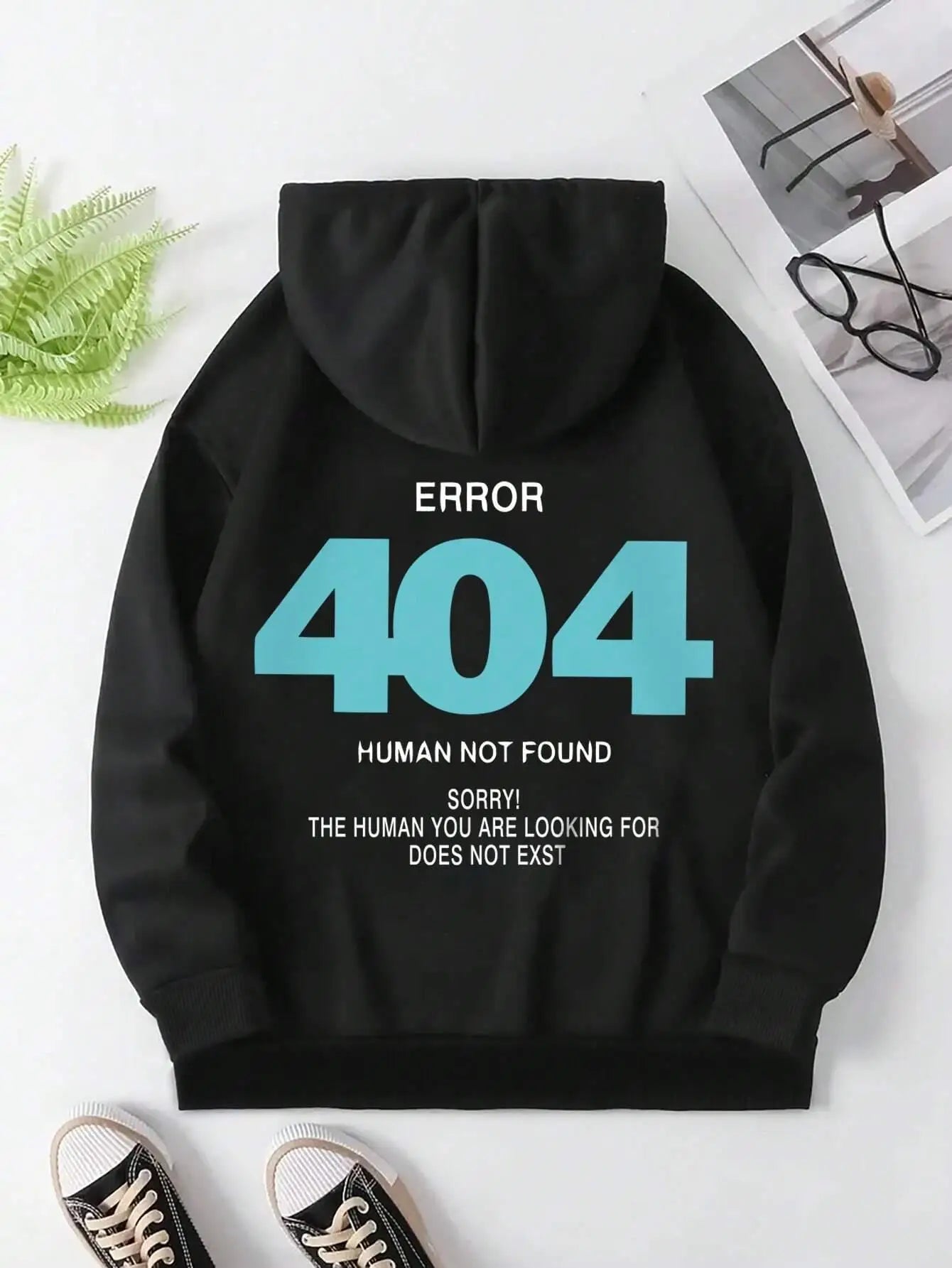 Women's Hoody Error 404 Human Not Found sorry Prints Hoodies Fleece Long Sleeve Oversized Clothes Hip Hop Street Pullover