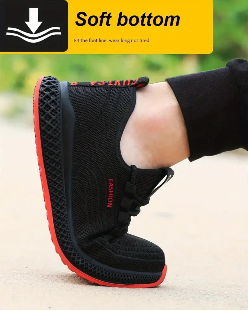 Work Shoes With Steel Toe Boots Anti Smash Safety Shoes Men Women Light Work Sneakers Breathable Anti-Stab Indestructible Shoes