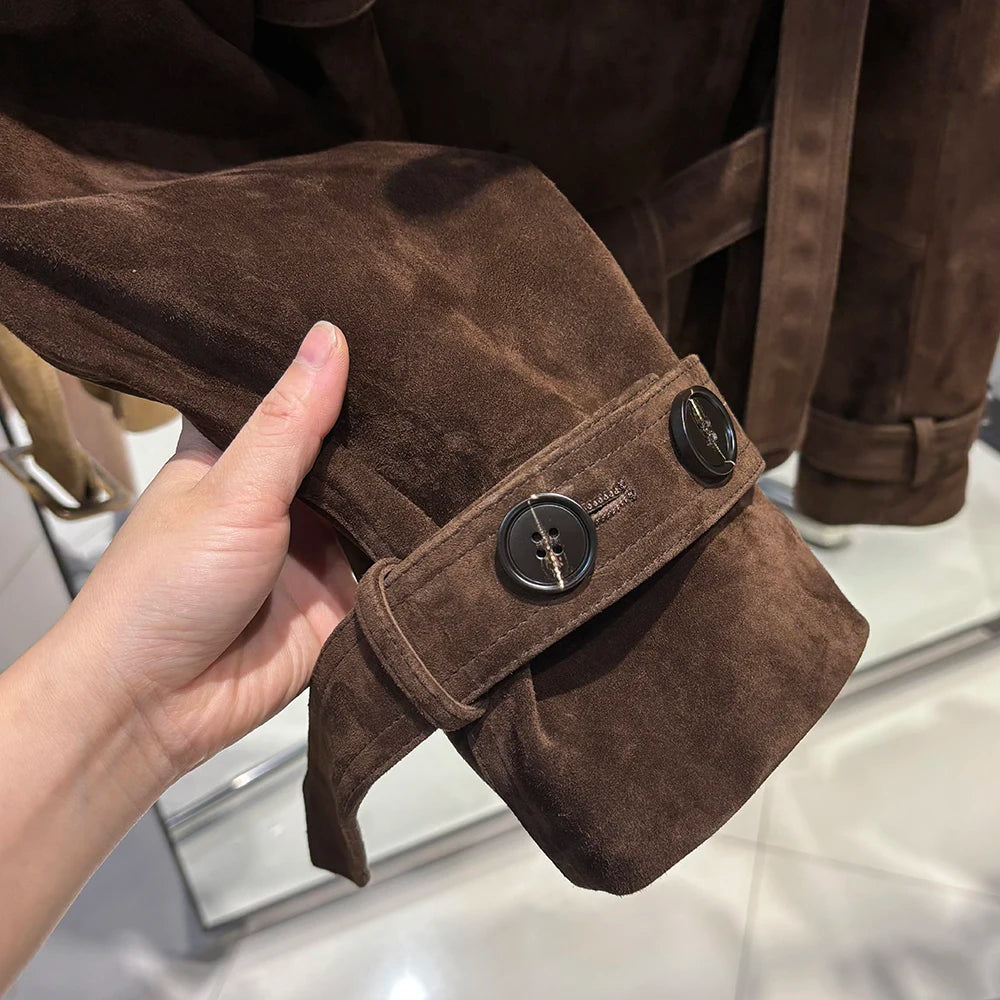 YOLOAgain Black Real Leather Jacket Women Genuine Leather Coat With Belt