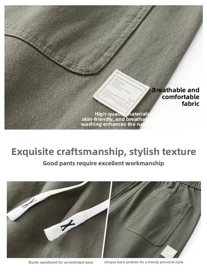 Spring Autumn Men's Loose Straight Leg Casual Sports Pants Trendy Brand Versatile Youthful Sle Long Pants Casual Trousers