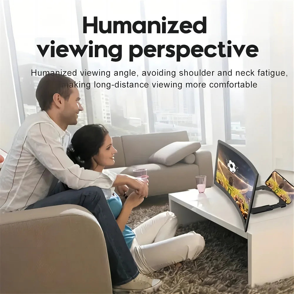 12 Inch/Phone Screen 3D HD Magnifier Movie Video Amplifier Holder Enlarger Screen Smart Phone Magnifying Curved Screen