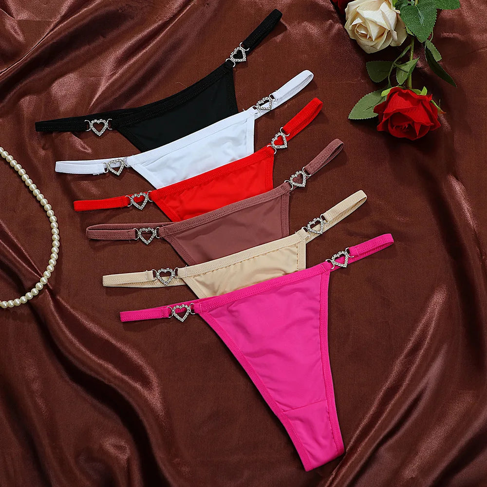 Women Sexy Thongs Low Rise Ladies G-string Heart Decoration Panties Ladies Sexy Costume Lingerie for Women