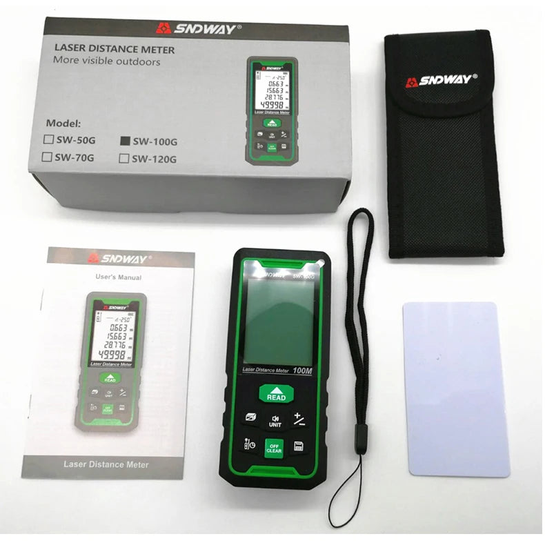 SNDWAY Laser Distance Meter 50m 70m 100m 120m Rangefinder Digital Range Finder Trena Roulette Ruler Distance Measuring Tape
