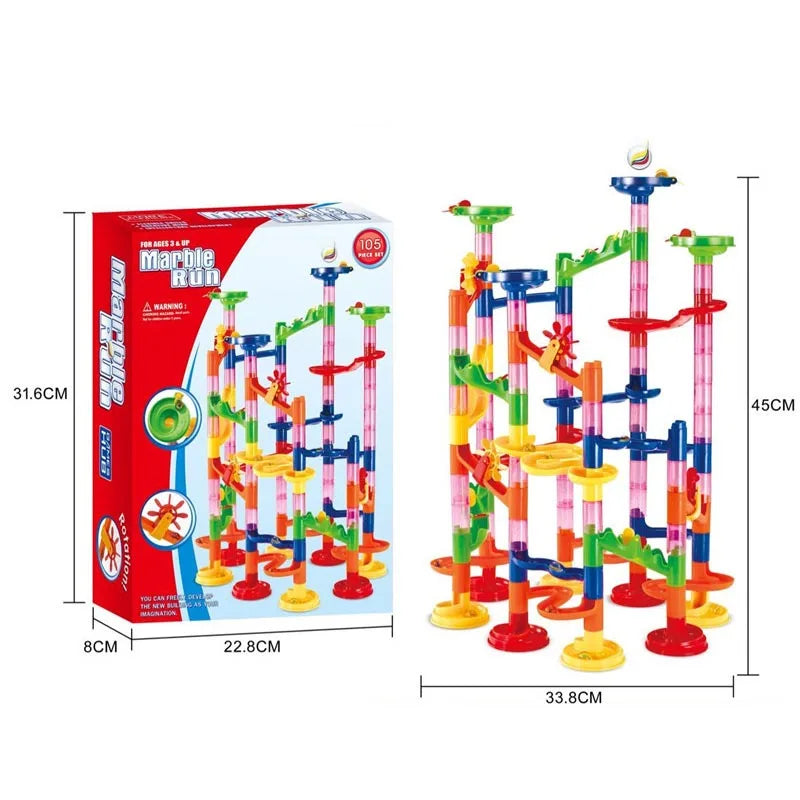 Marble Run Race Track Building Blocks Kids DIY Maze Ball Roll Toy Marble Run Race Coaster Set Marble Slide Pipes  Puzzle Toys