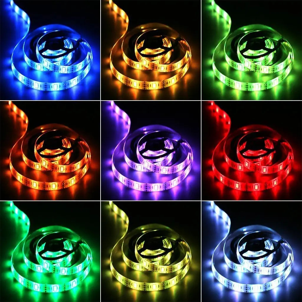 Led USB Strip Light 5M Color Changing 5050 RGB LED Flexible Lights with 24 Keys for Children Gaming Room Home Party TV Backlight