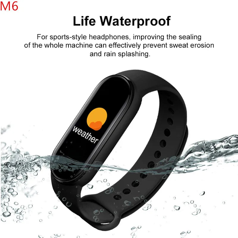 M6 Smartwatch Heart Rate Blood Pressure Monitoring Smart Watch Men Women Fitness Tracker Watch Waterproof Sports Smart Wristband