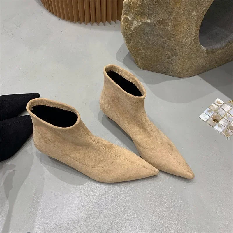 Shoes for Women 2026 High Quality Elegant Ankle Women's Boots Fashion Back Zipper Solid Office and Career Sexy Pointed Toe Boots