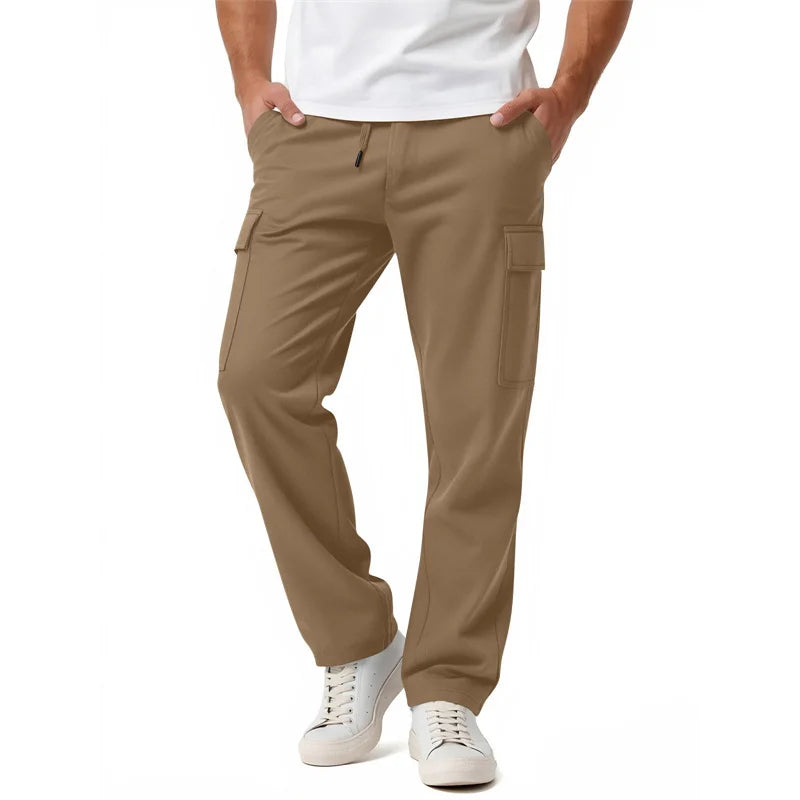 spring autumn Mens Sweatpants Straight Joggers Sports Streetwear Multi-pocket Pants Loose Drawstring casual Long Pants Men