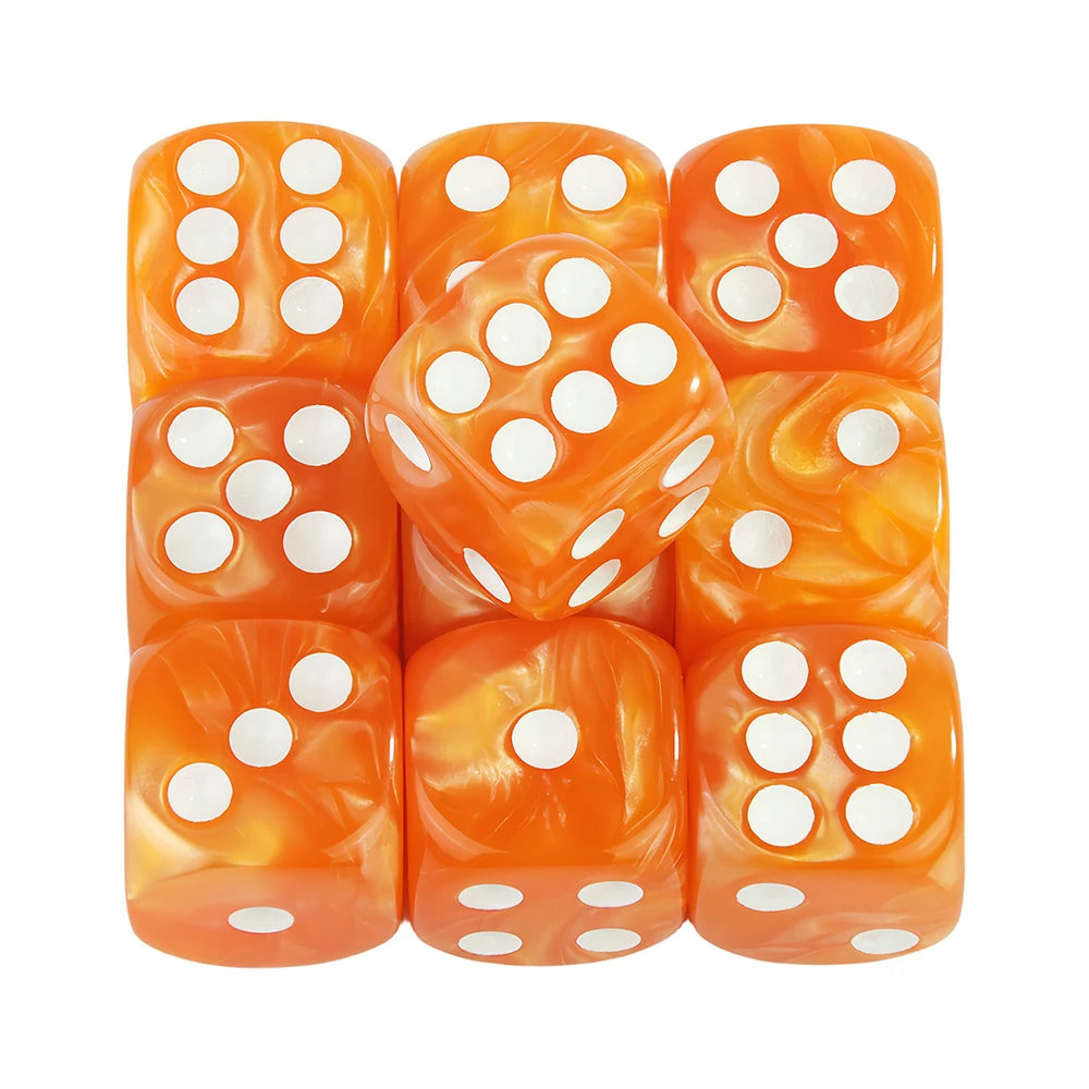 Marble Effect D6 Dice 10pcs 16mm Board Game Dice for Club Party DND RPG Board Game Bar Table Accessories