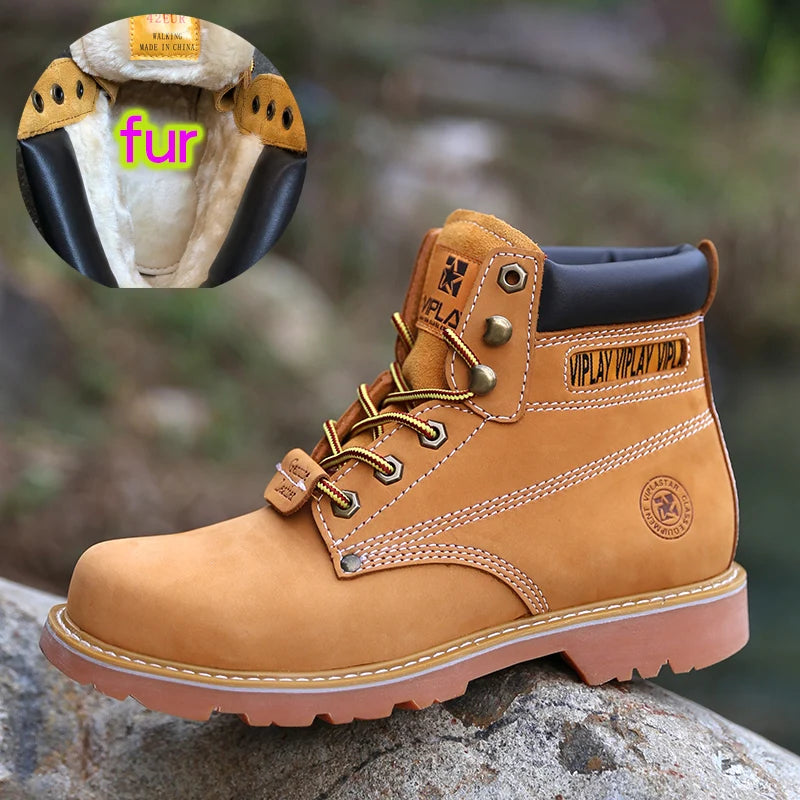 Men's Genuine Leather Boots  Classic Outdoor Boots  Casual Shoes Ankle Motorcycle Boots  Antislip Comfy Shoes Western Style