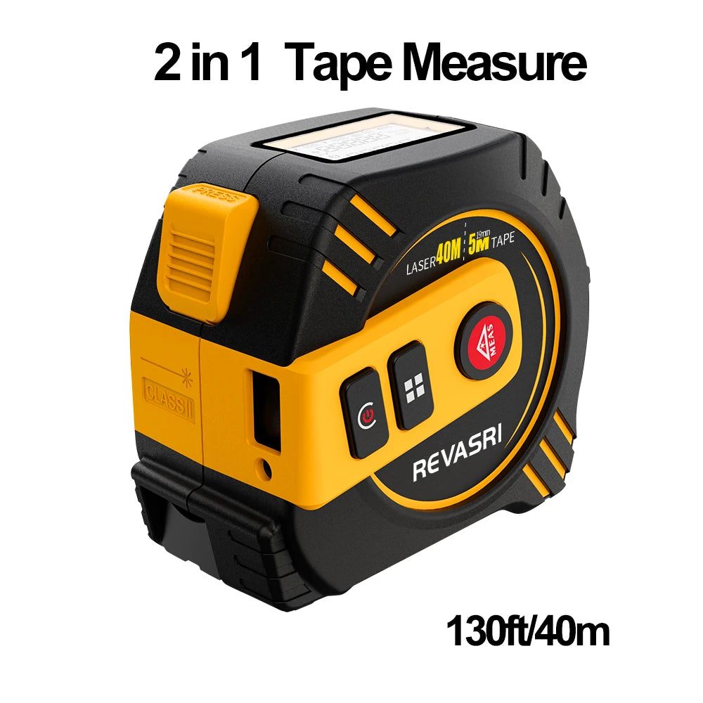 REVASRI Laser Tape Measure 2 In 1 Laser Distance meter High-precision Intelligent Ruler Steel Measuring Tool with LCD Display