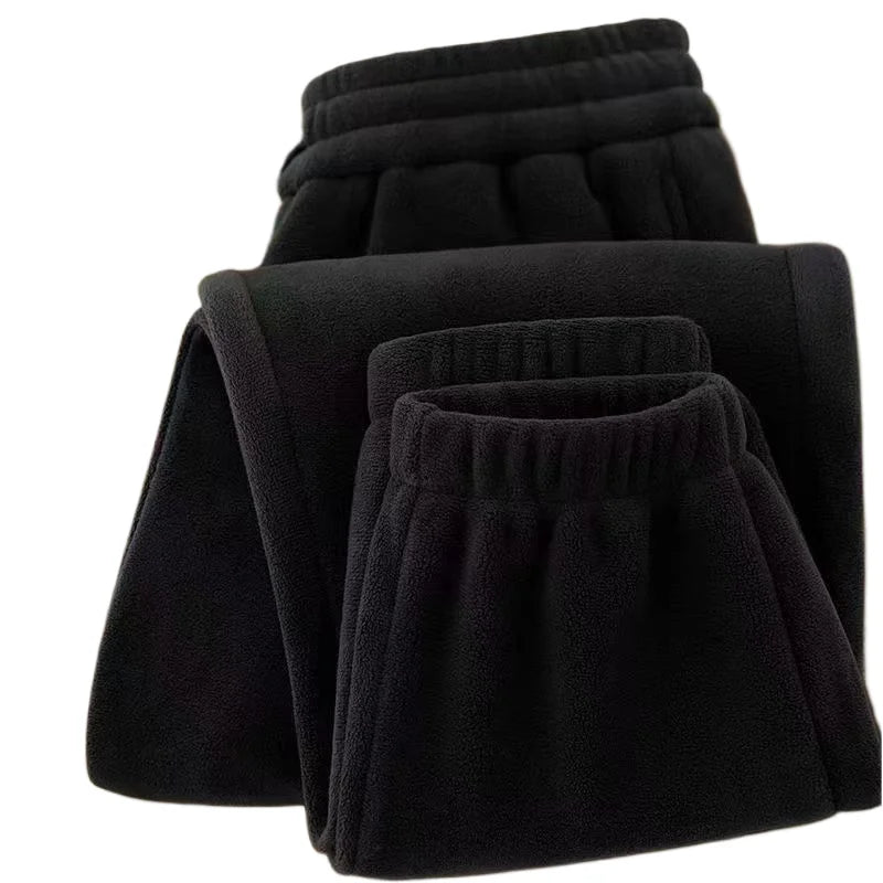 Double-Sided Fleece Men's Casual Thickened Loose Winter Sweatpants Warm Sporty Loose Fit Youthful Style  Color Long Trou...