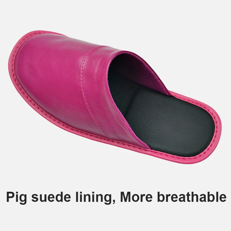 Soft Sheepskin cow Leather Slippers Homes in indoor slipper Spring Autumn men women elderly non-slip casual single shoes summer