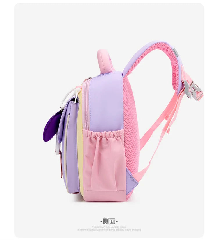 New Large-capacity Backpack Children Kindergarten Backpack Boys Girls Kids Load-reducing Color-blocking Double-shoulder Bag