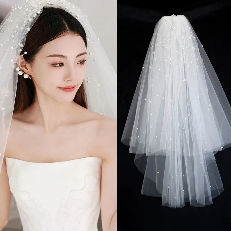 Wedding Veil Bridal Headwear Engagement Proposal Simple Elegant Soft Tulle Headpiece for Bride Ceremony Registration