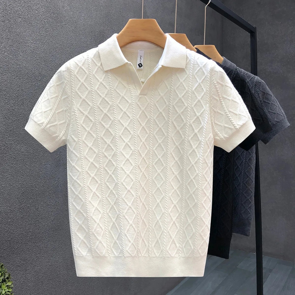 Polo Style Sweaters for Men Summer New Slim Fit Short Sleeve Business Casual T-shirts Male Solid Turn Down Collar Knitwear Tops