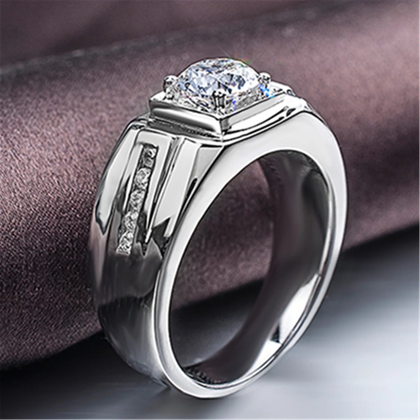 925 Sterling Sliver Man Rings Shining 5A Zircon for Man Women Wedding Engagement Jewelry Fashion Luxury Gift High Quality