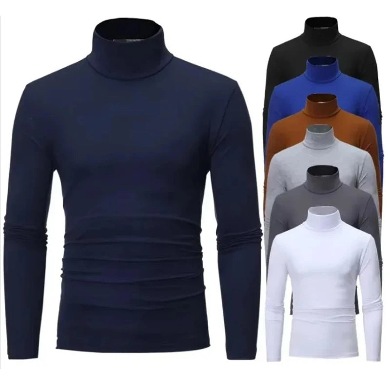 Thermal Underwear Tops Men Winter Clothes Thermal Shirt Autumn Men's Winter Tights High Neck Thin Slim Fit Long Sleeve T-shirt