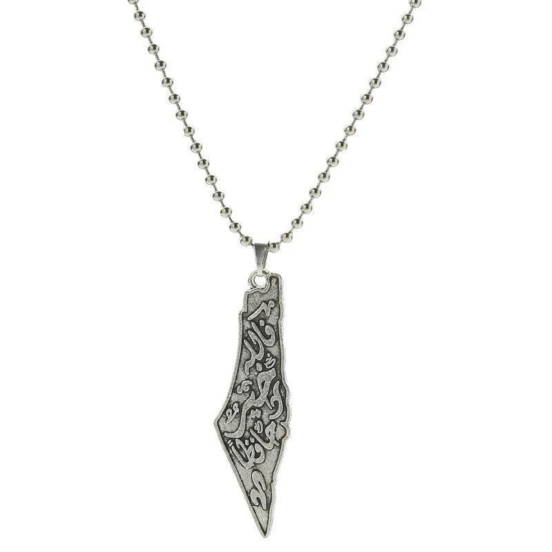 Palestine Country Map Flag Pendant Necklace for Men Women Stainless Steel Necklaces Jewelry Gifts ﻿