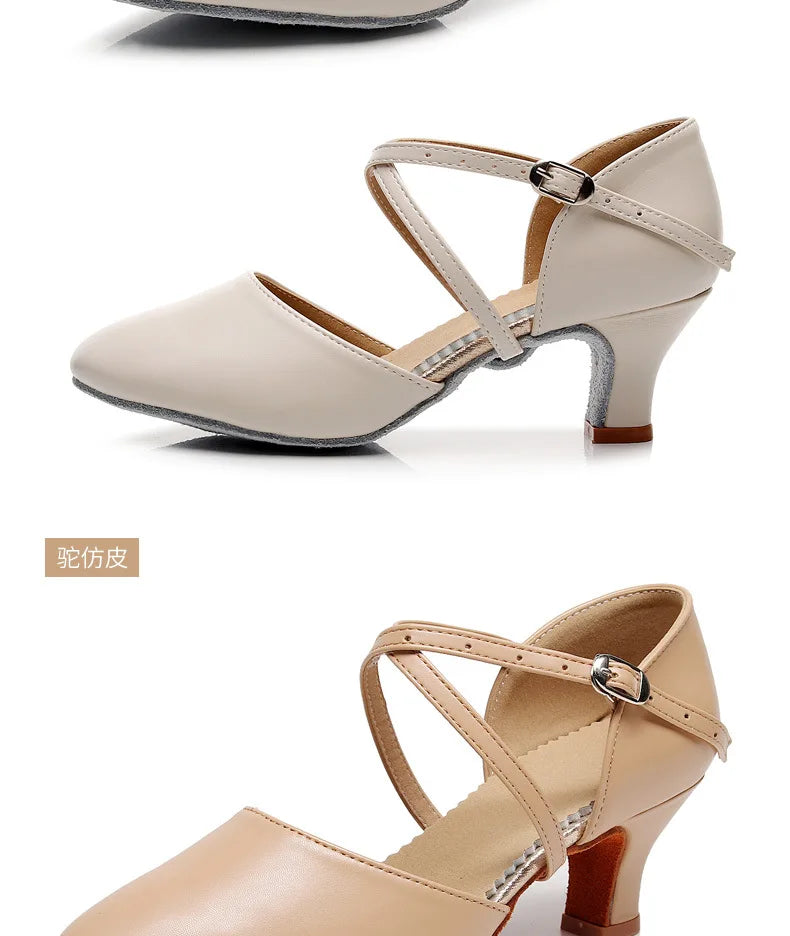 Ladies' Adult Latin Dance Shoes,soft Soled Mid High Heels,dance Performance Shoes for All Seasons,indoor and Outdoor Dance Shoes