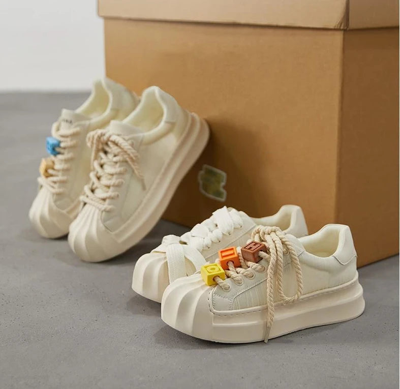 Ladies Shoes Round Toe Women Footwear High On Platform Beige Low Sale Offers Stylish A Light Korean Original Urban 39