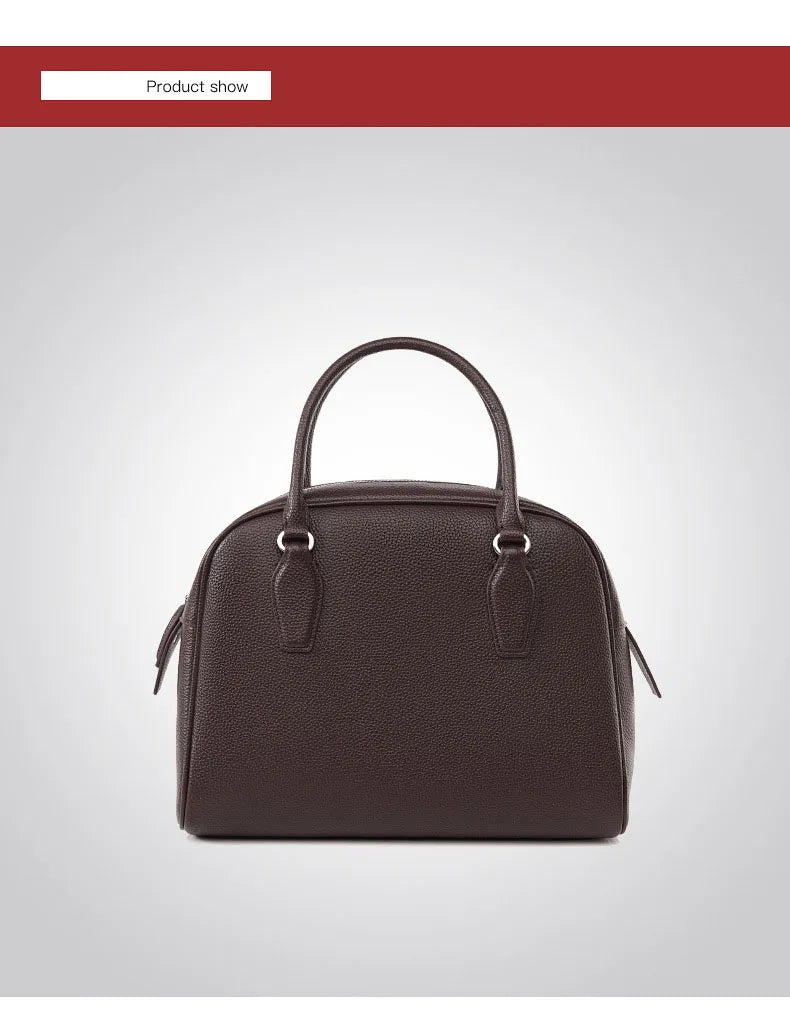 New Women's Handbag, Simple Casual Bag, Large-Capacity Briefcase, Fashionable Commuter Tote Bag, Retro-Style Water-Repellent Bowling Bag