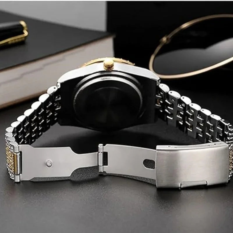 Hip Hop Watch for Men Iced Out Bling Full Diamond Luxury Quartz Watch Analog Roman Calendar Watch for Men Women